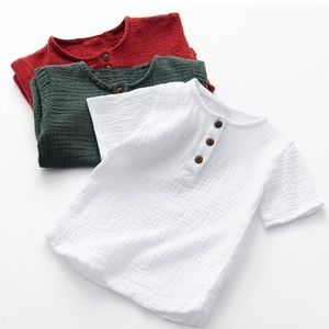 Toodler Short sleeve T shirts Cotton Linen